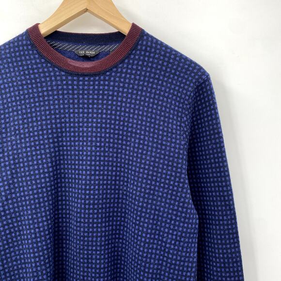 Ted baker Blue patterned wool blend sweater - Picture 1 of 5